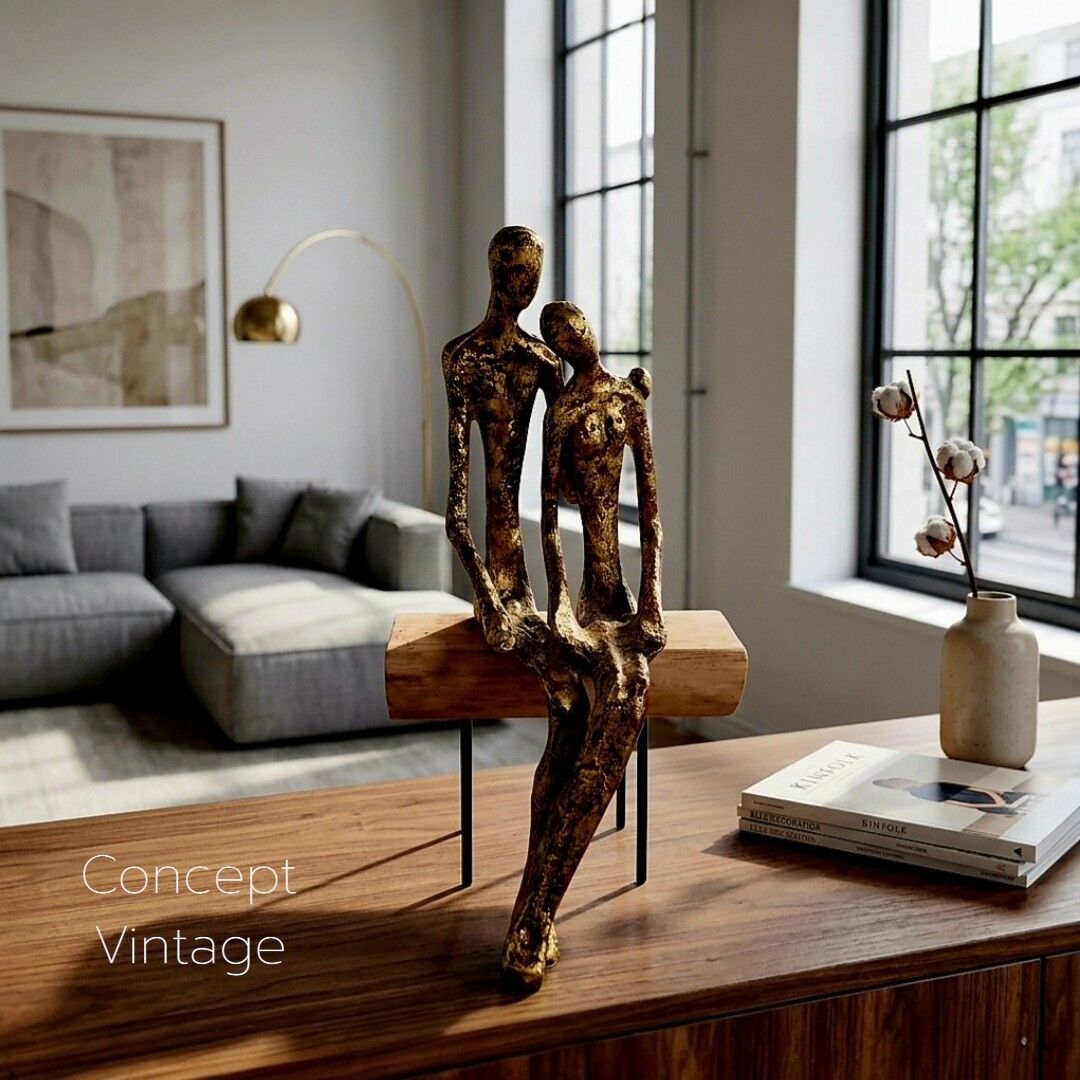 Decorative statue "Couple on bench" - Circa 2000