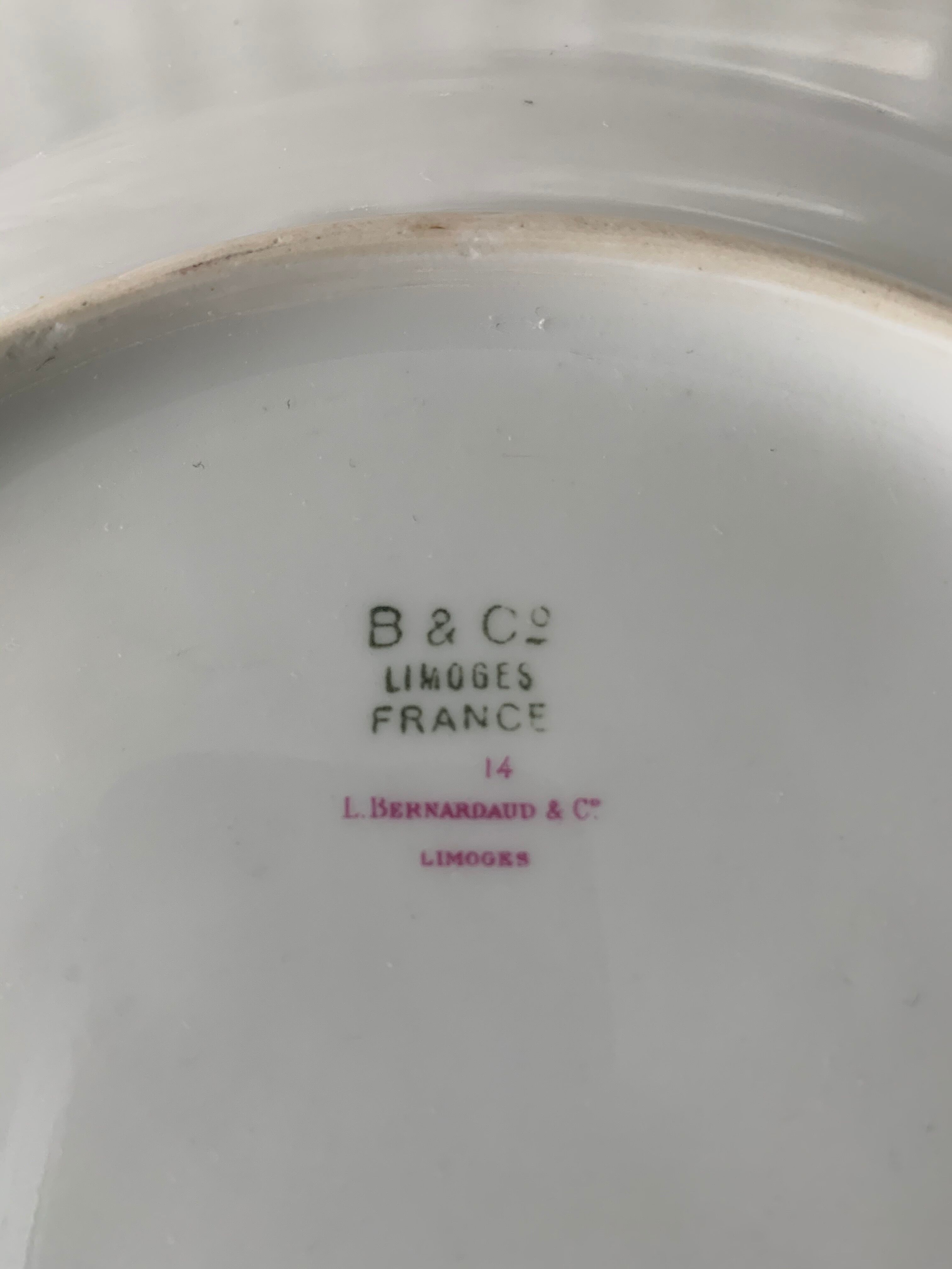 Dessert service 10 plates and a Bernardaud Limoges porcelain cake dish