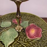 2-tiered majolica server/tray, Sarreguemines, early 20th century