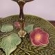 2-tiered majolica server/tray, Sarreguemines, early 20th century