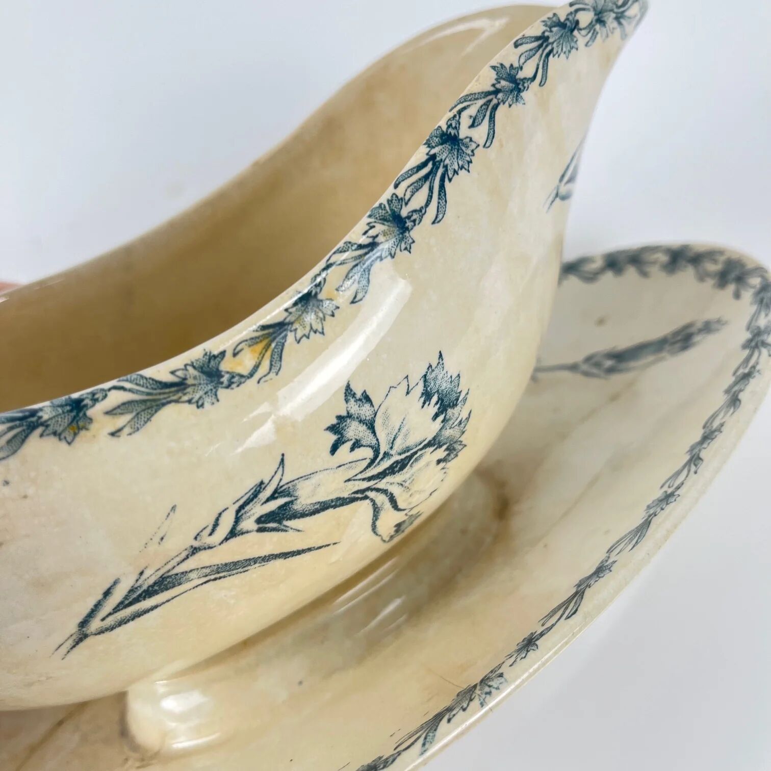 Sauceboat model "Carnation", KG Lunéville, ironstone, 19th century