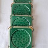 Ceramic trivets and glasses from Poët-Laval. Vintage