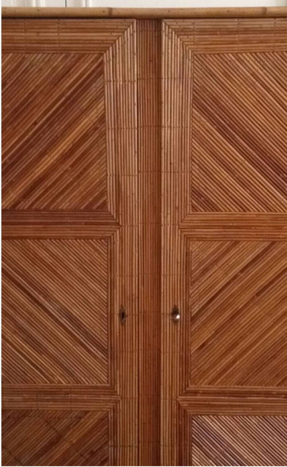 Rattan marquetry wardrobe from the 1950s.