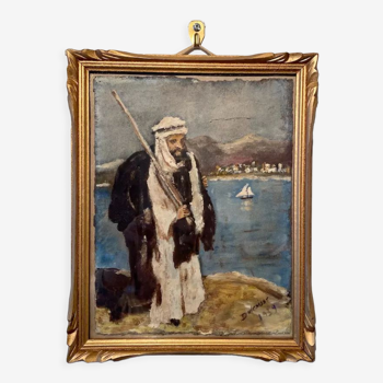 Old painting, portrait of an orientalist, signed and dated 1939.