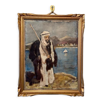 Old painting, portrait of an orientalist, signed and dated 1939.