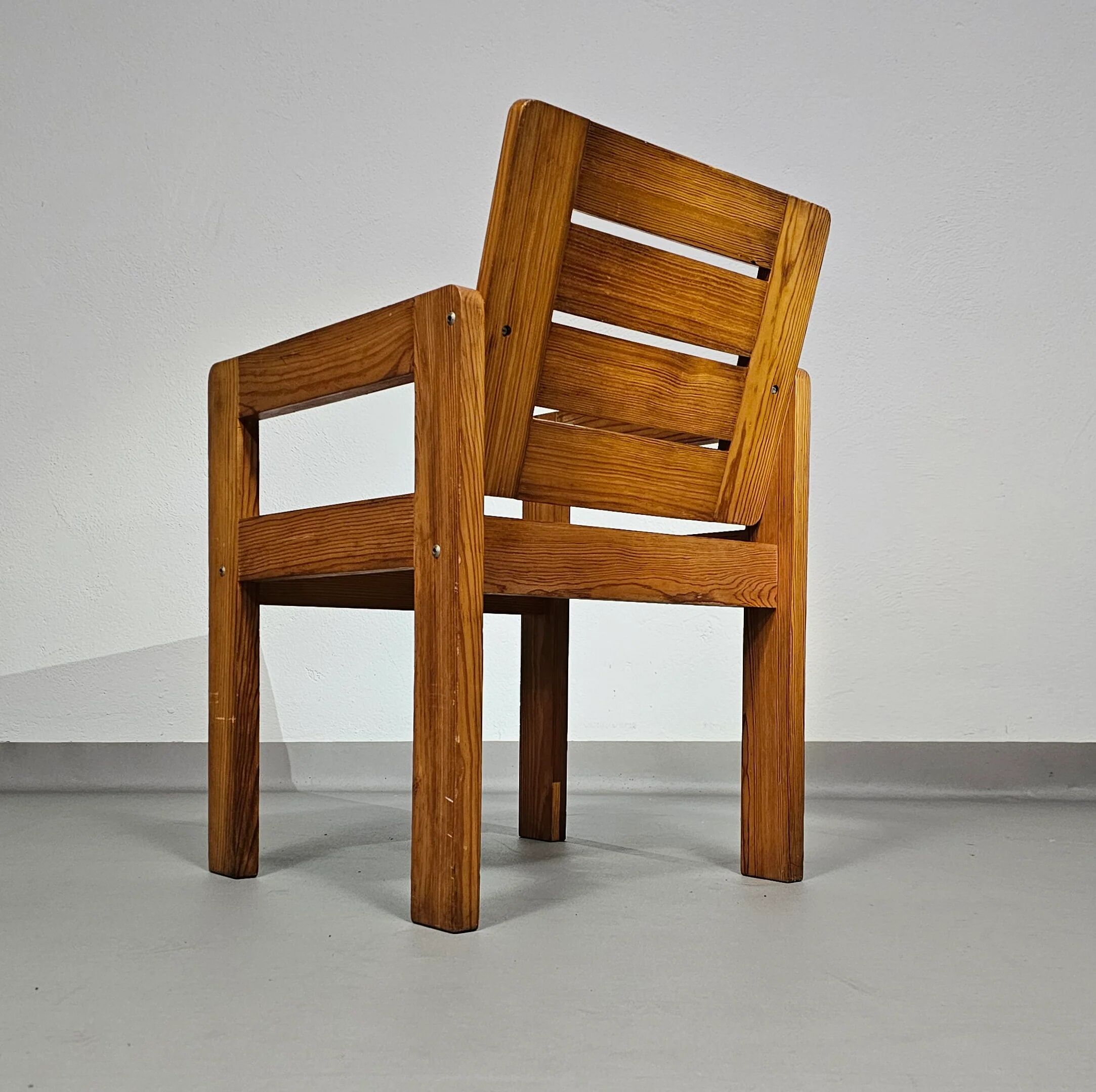 Pine wood chair 1970s with foldable seat