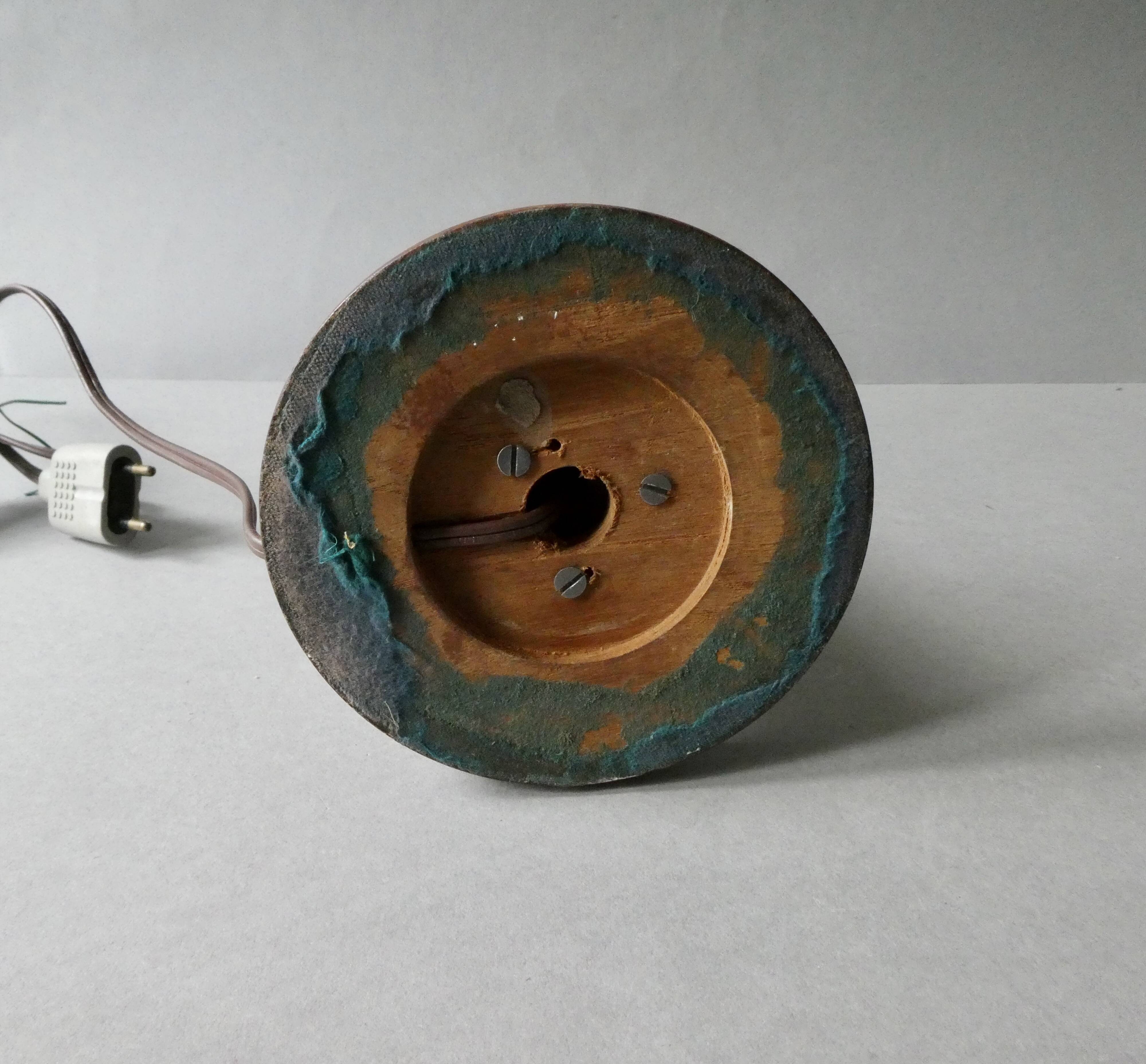 Scandinavian lamp in solid teak, around 1950.