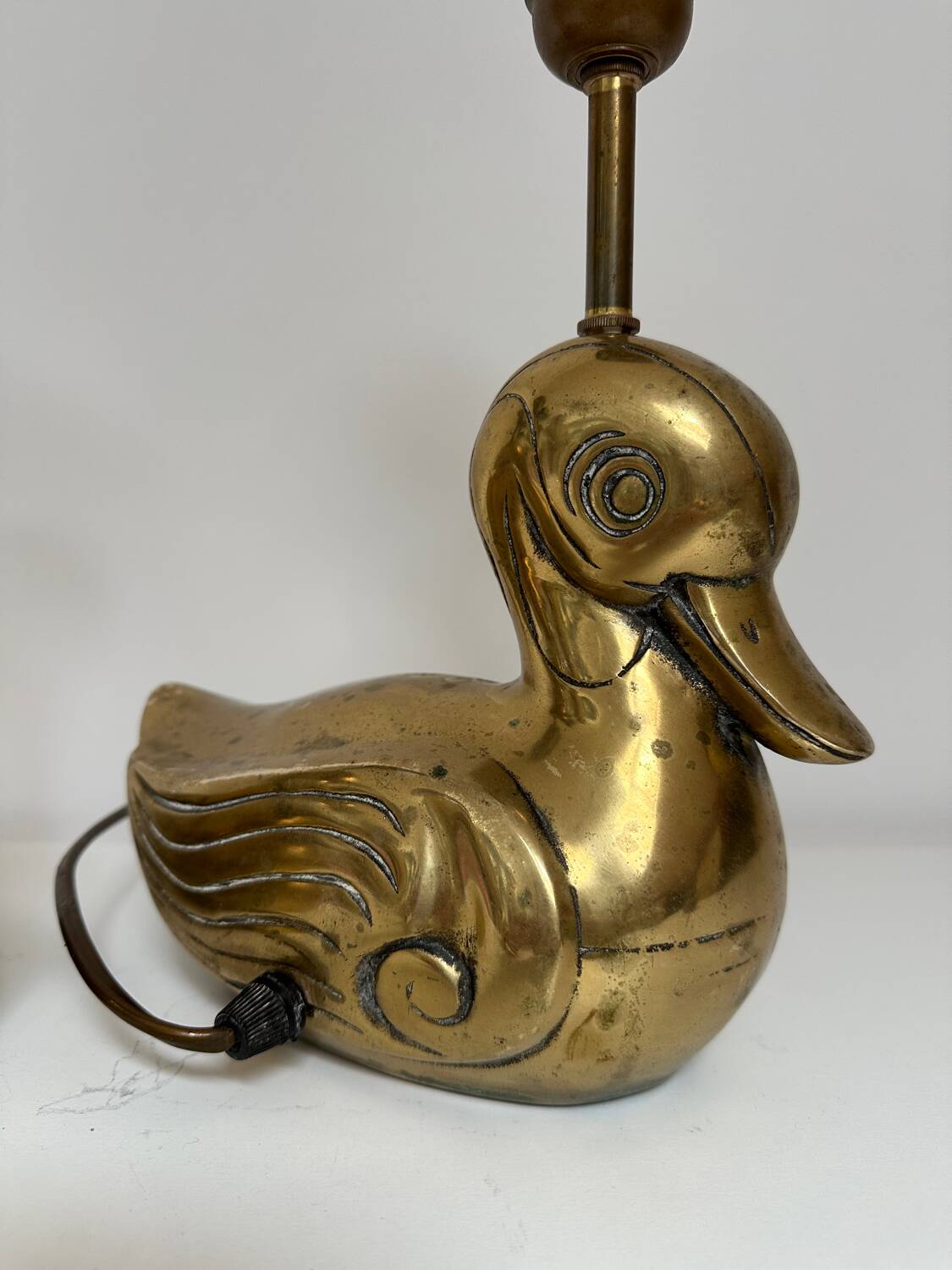 Pair of brass duck lamps, 1980