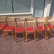 6 baumann bistro chairs wood and skaï red - vintage