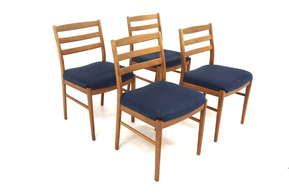 Set of 4 Scandinavian beech chairs, Sweden, 1960