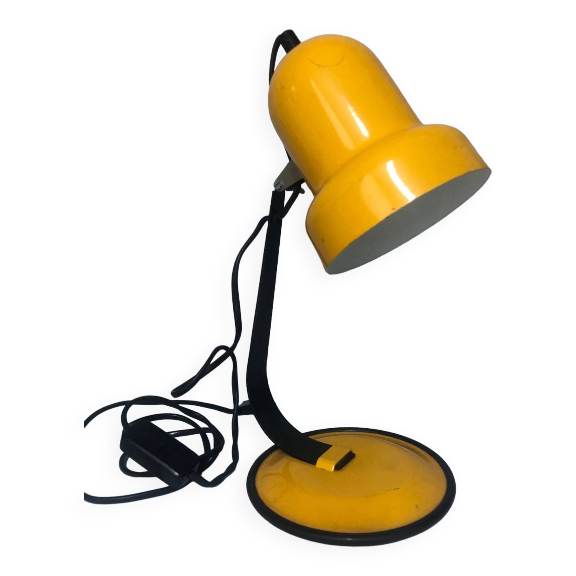 Space age 1970 yellow metal desk lamp