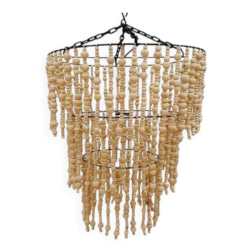 Lustre - suspension en perles de bois