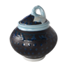 Boite ronde en porcelaine noire et bleue à couvercle "potiron" - Lilou Milcent - années 80 / 90