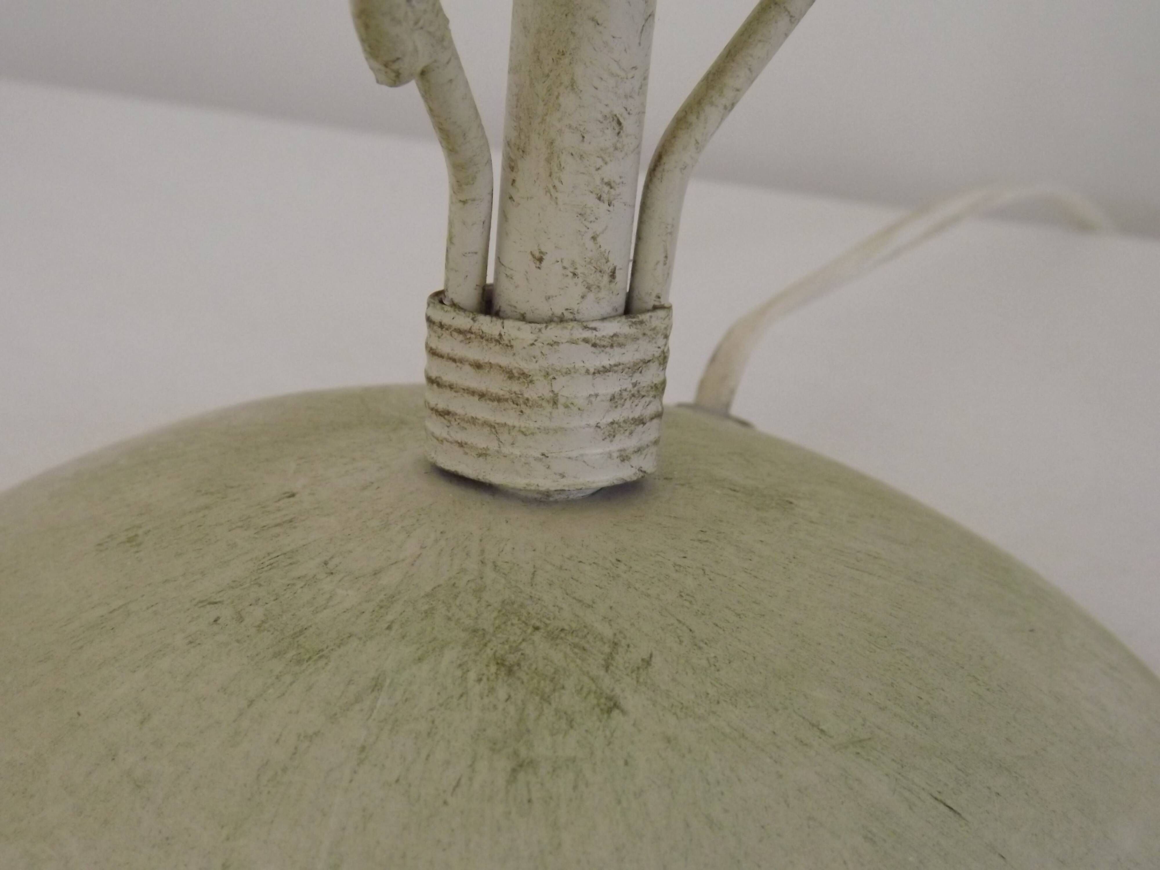 Pair Of French Vintage Metal Table Lamps With Scrolling Leaf Detail
