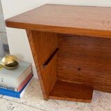 Vintage solid oak geometric wall shelf