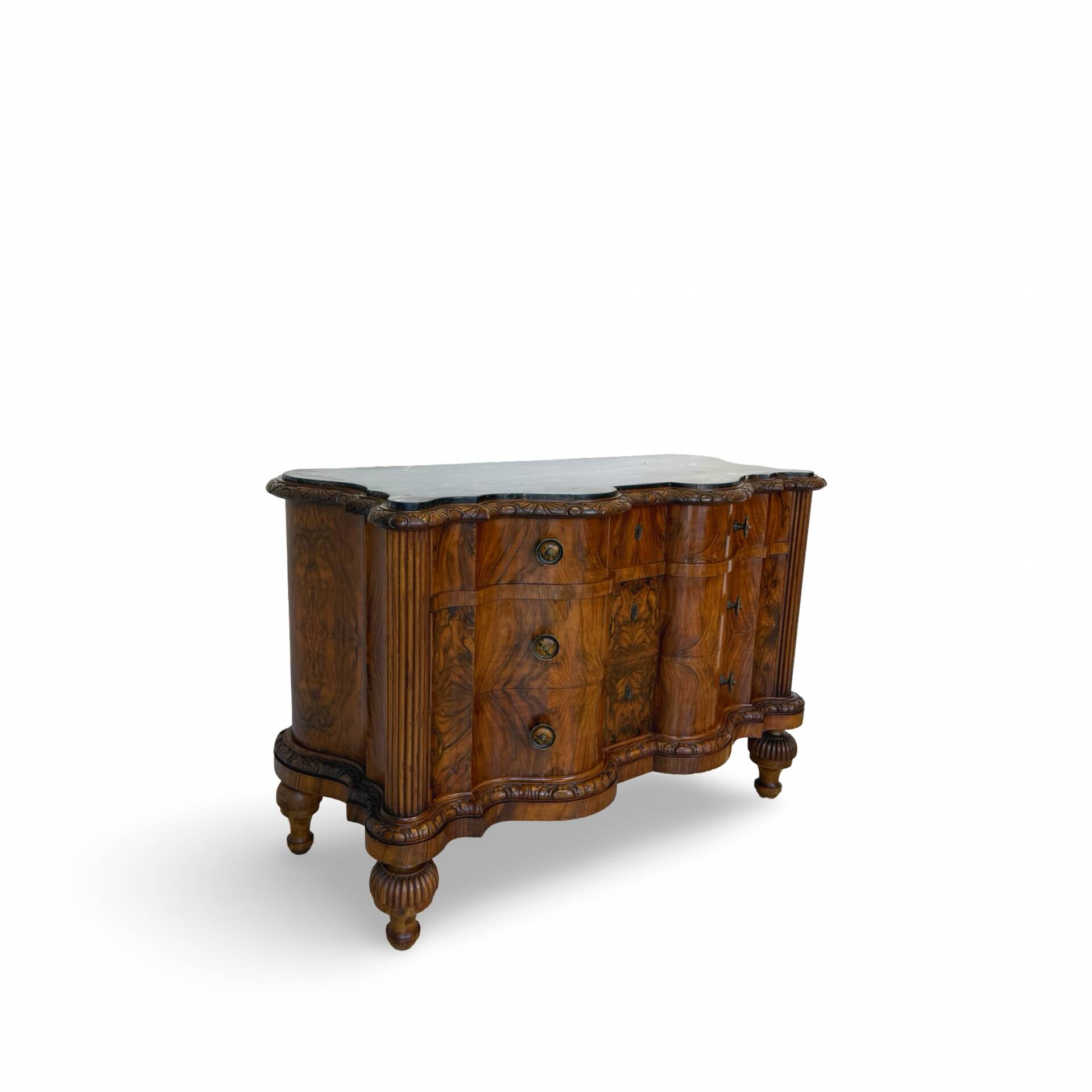 antique walnut serpentine commode