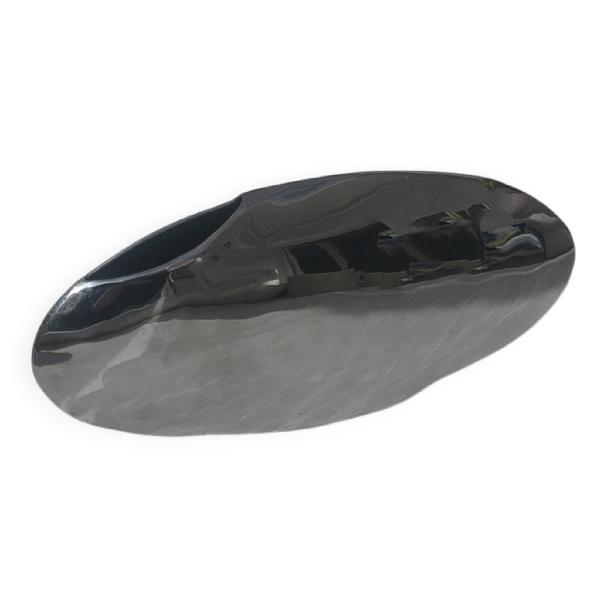 Minimalist oval steel vase