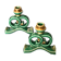 Green and gold candle holders in glazed ceramic