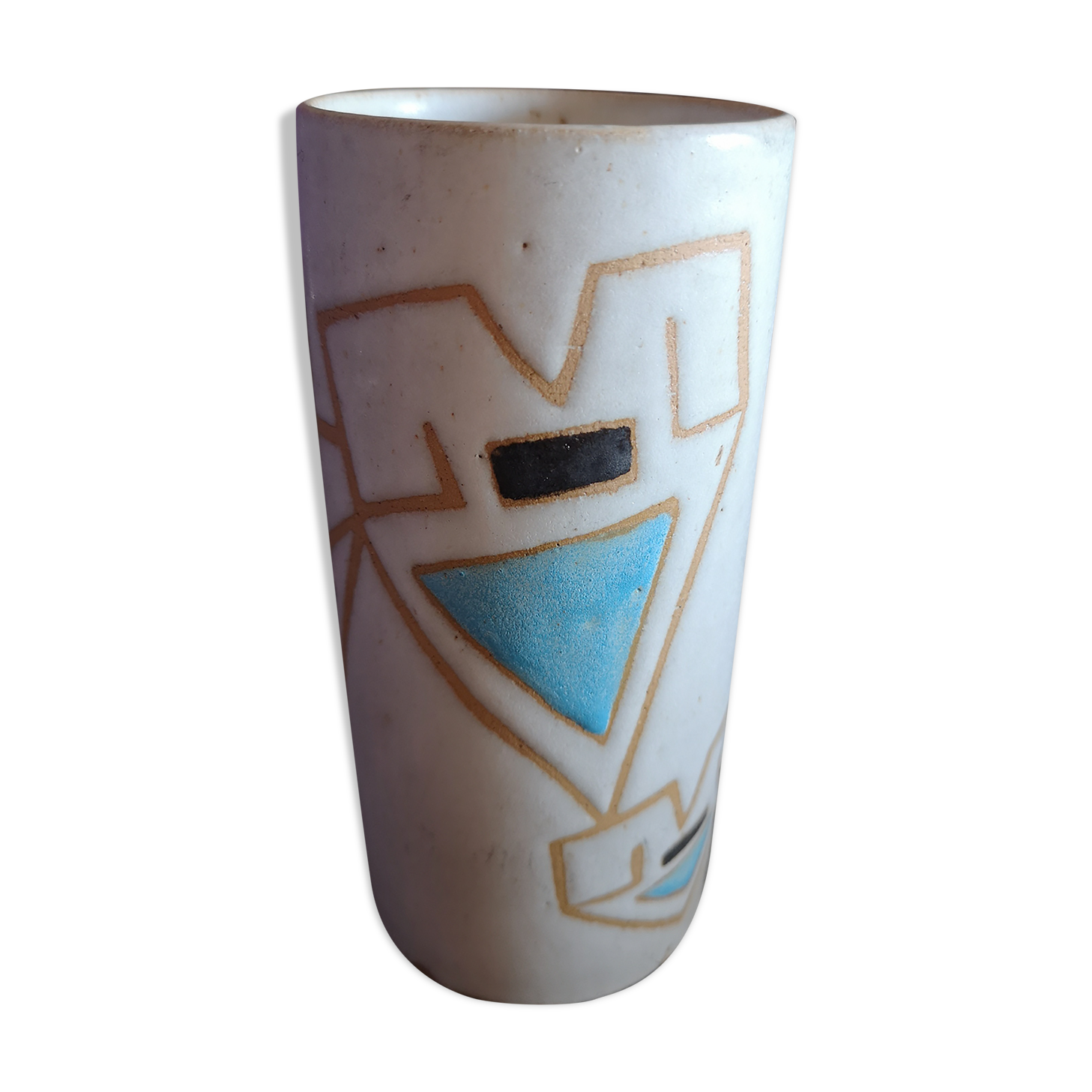 Vase ceramic roller stylized geometric patterns - Signed - 1960s/1970s