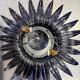 Spanish sunburst foliage ceiling light fixture in gilt iron, 1960s