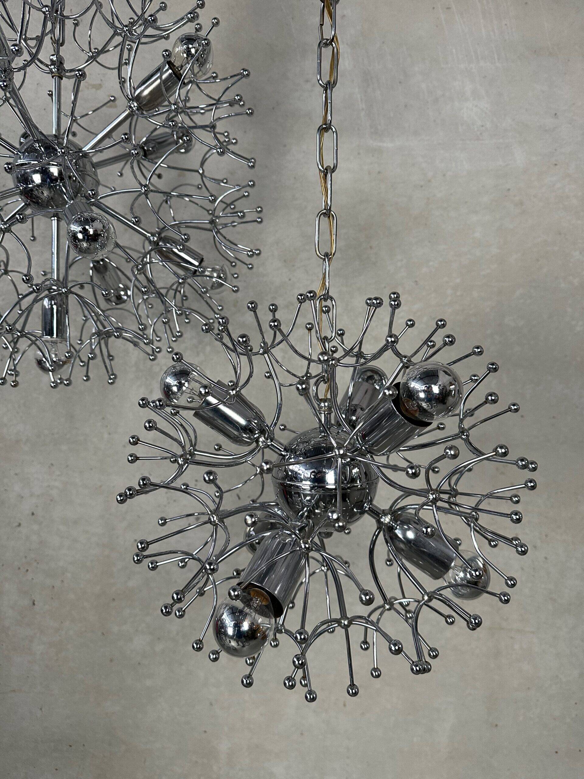 2x vintage Sputnik 'Dandelion' pendant lamp