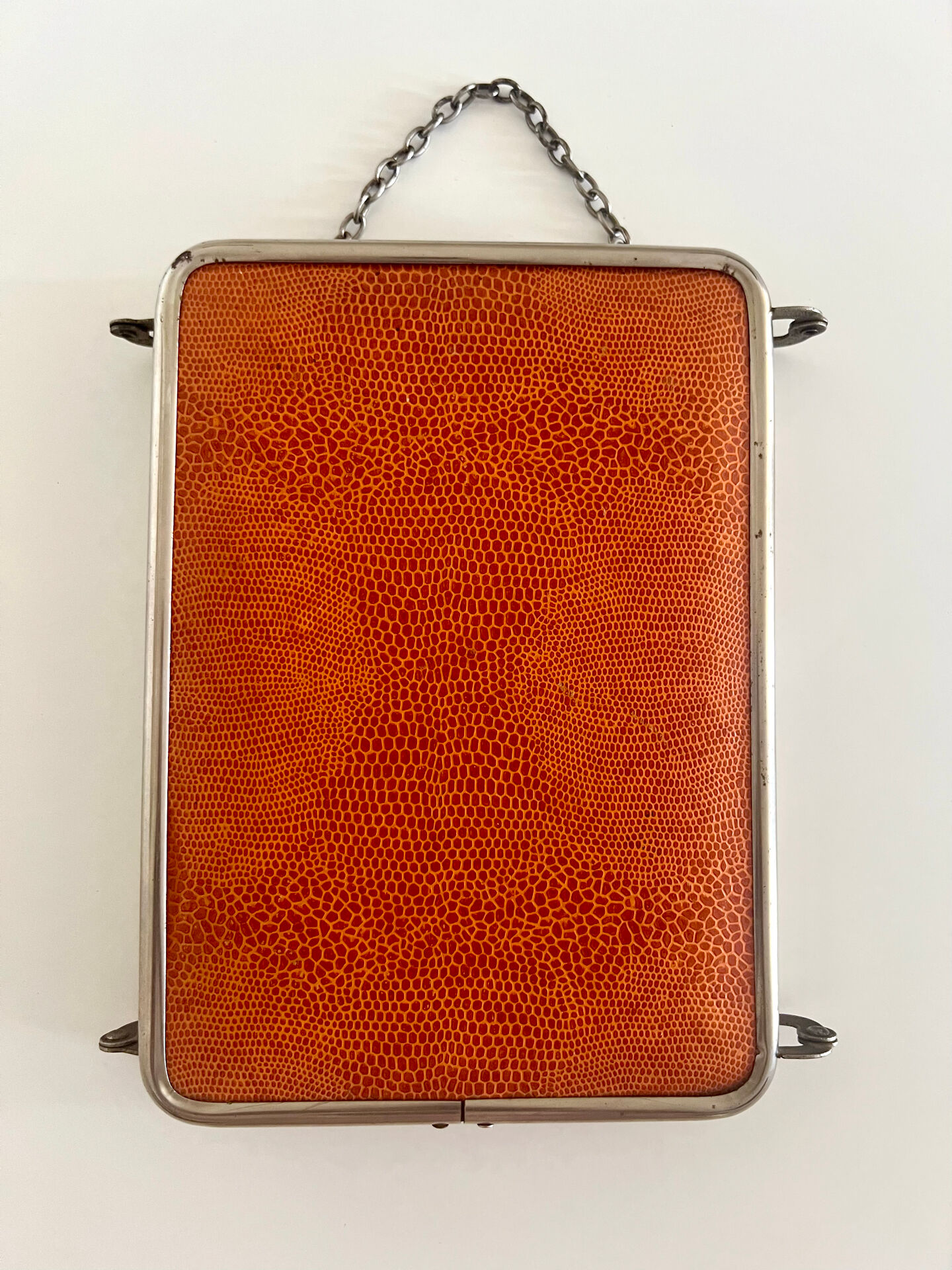 Antique Art Deco triptych barber mirror from the 1920s/30s – leather covering o
