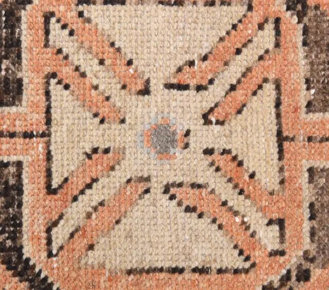 Vintage Turkish Hand-Knotted Wool Cotton Orange Runner Rug 95x408