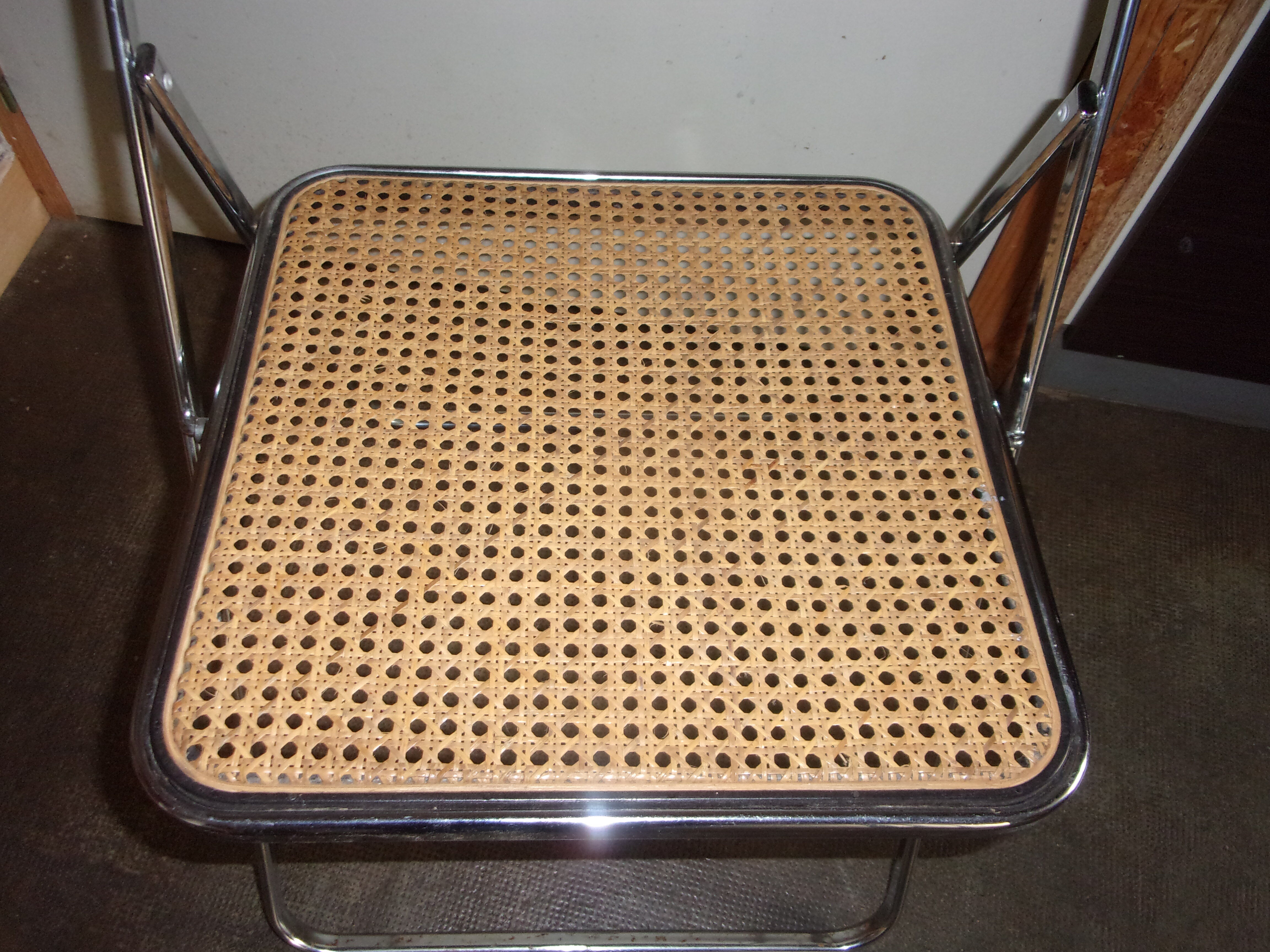 Chrome cane folding chairs 1970