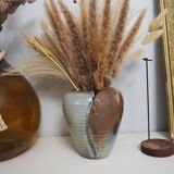 Blue and brown stoneware vase