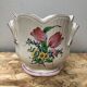 Old Cache Pot K&G LUNEVILLE Ceramic White Decoration Vintage Flowers