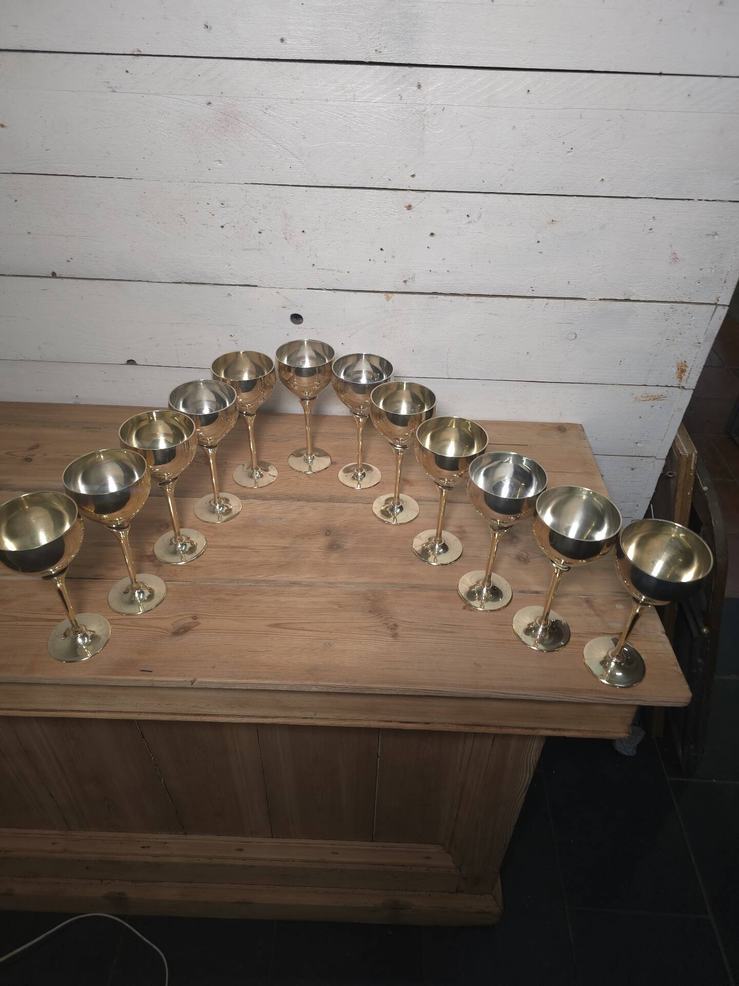 12 verres vintage métal argenté et doré