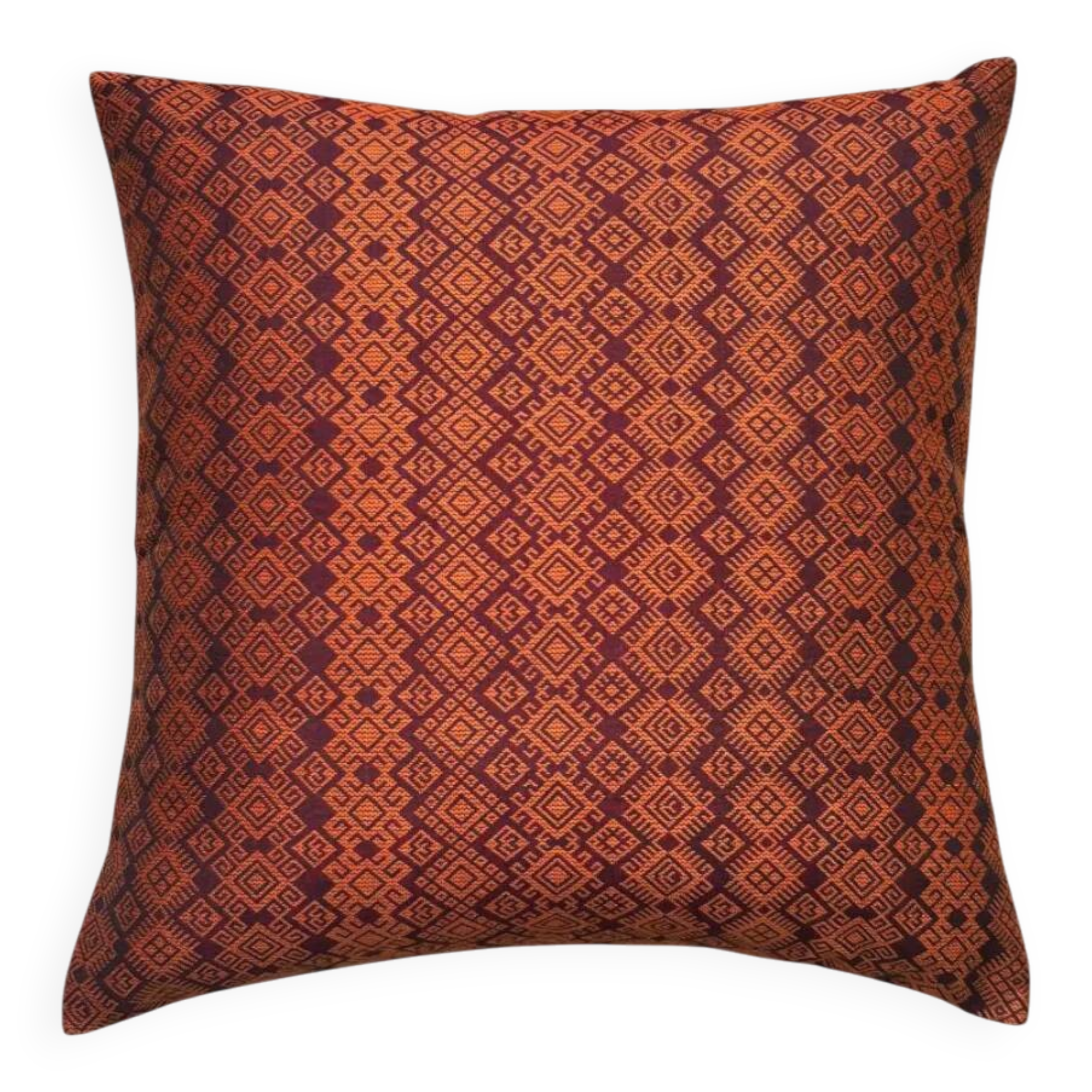 Burgundy and orange Kachin cushion cover (RIDA)