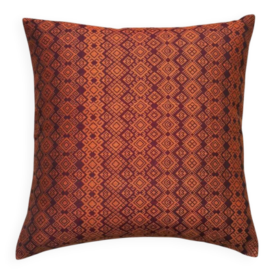 Housse de coussin Kachin bordeaux et orange (RIDA)