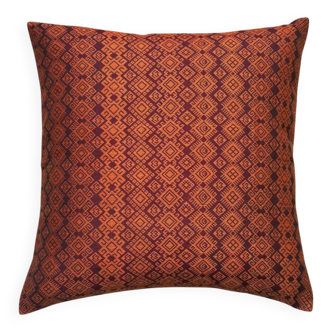 Burgundy and orange Kachin cushion cover (RIDA)
