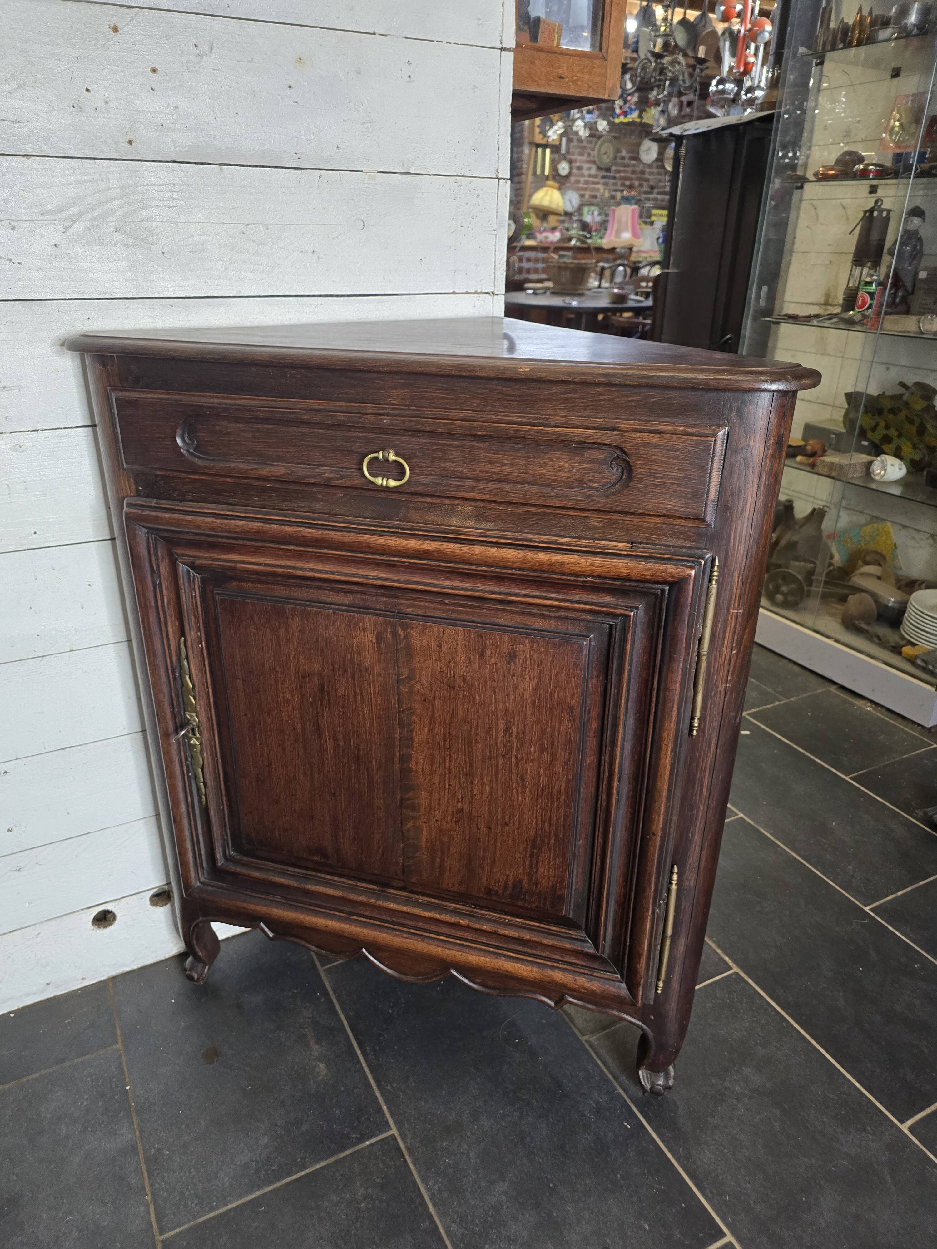 Pair of oak corner cabinets