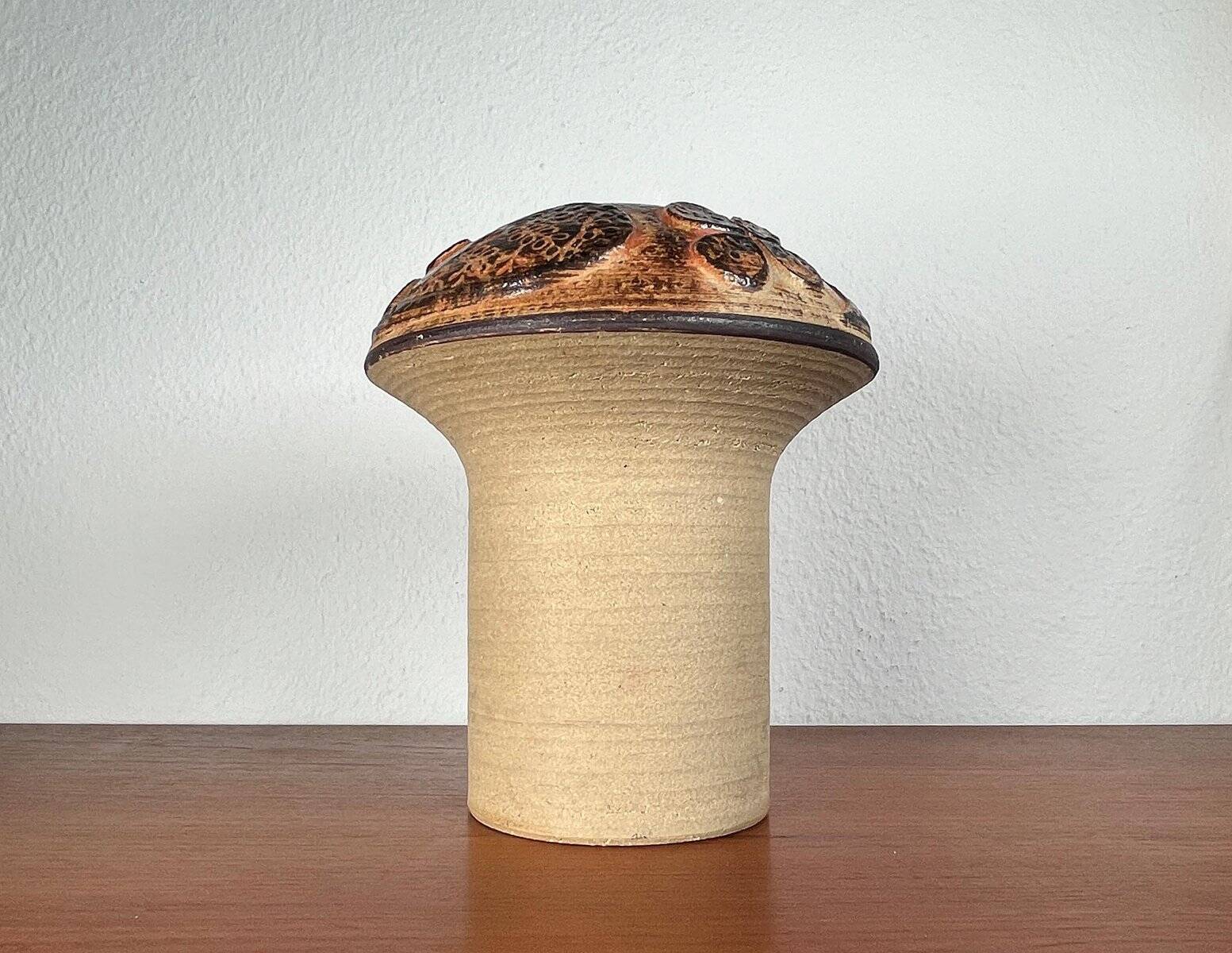 Mid-century modern stoneware mushroom vase by Haico Nitzsche for Søholm, 1960s.