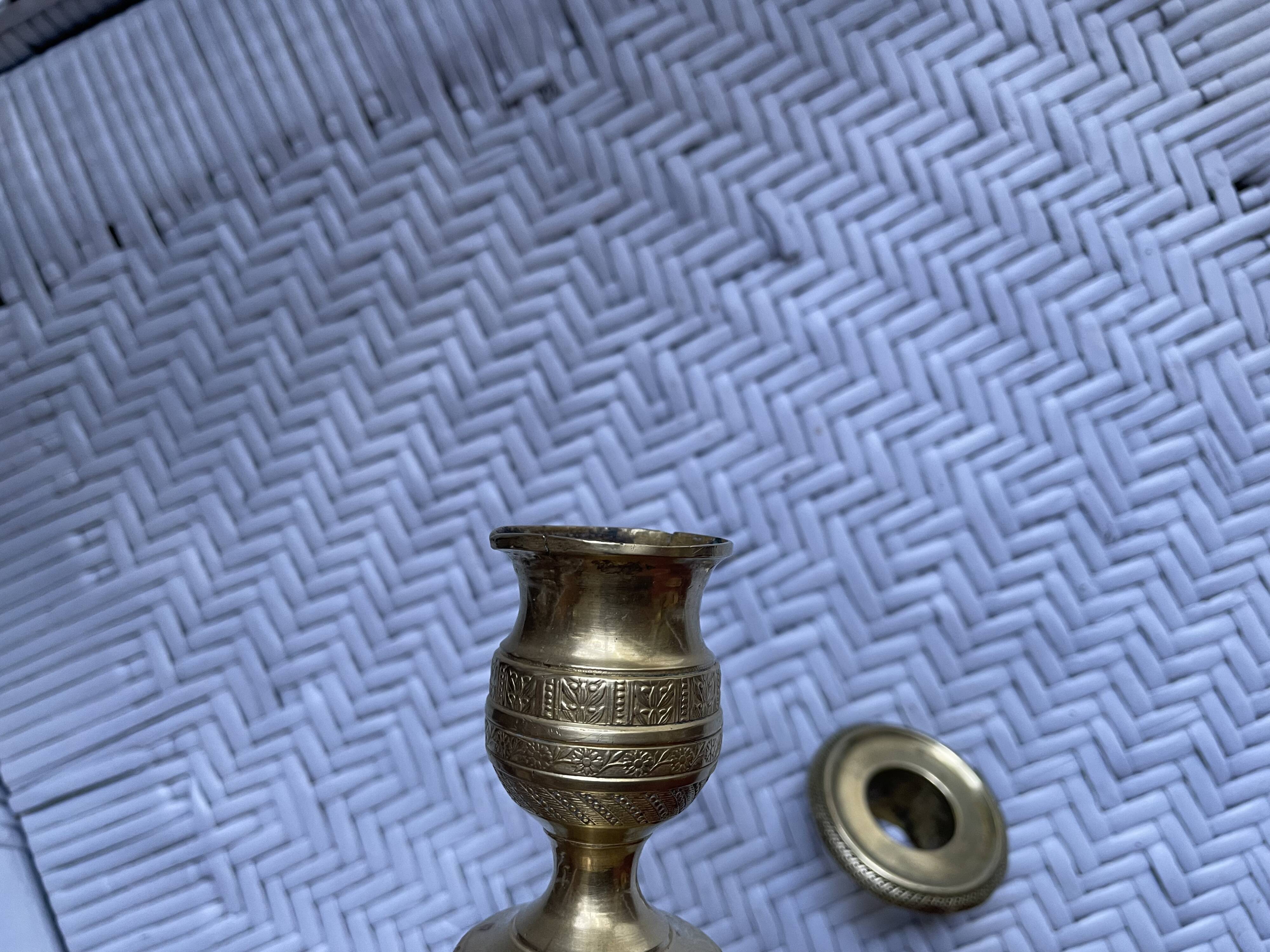 Pair of torch candle holders in chiseled gilded bronze XIXEME