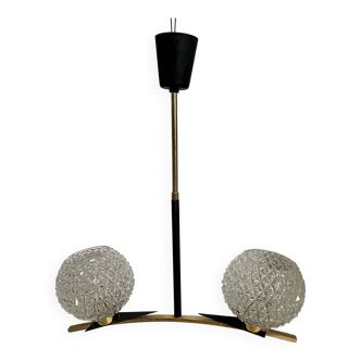 Maison Arlus Lunel pendant chandelier in brass and chiseled glass