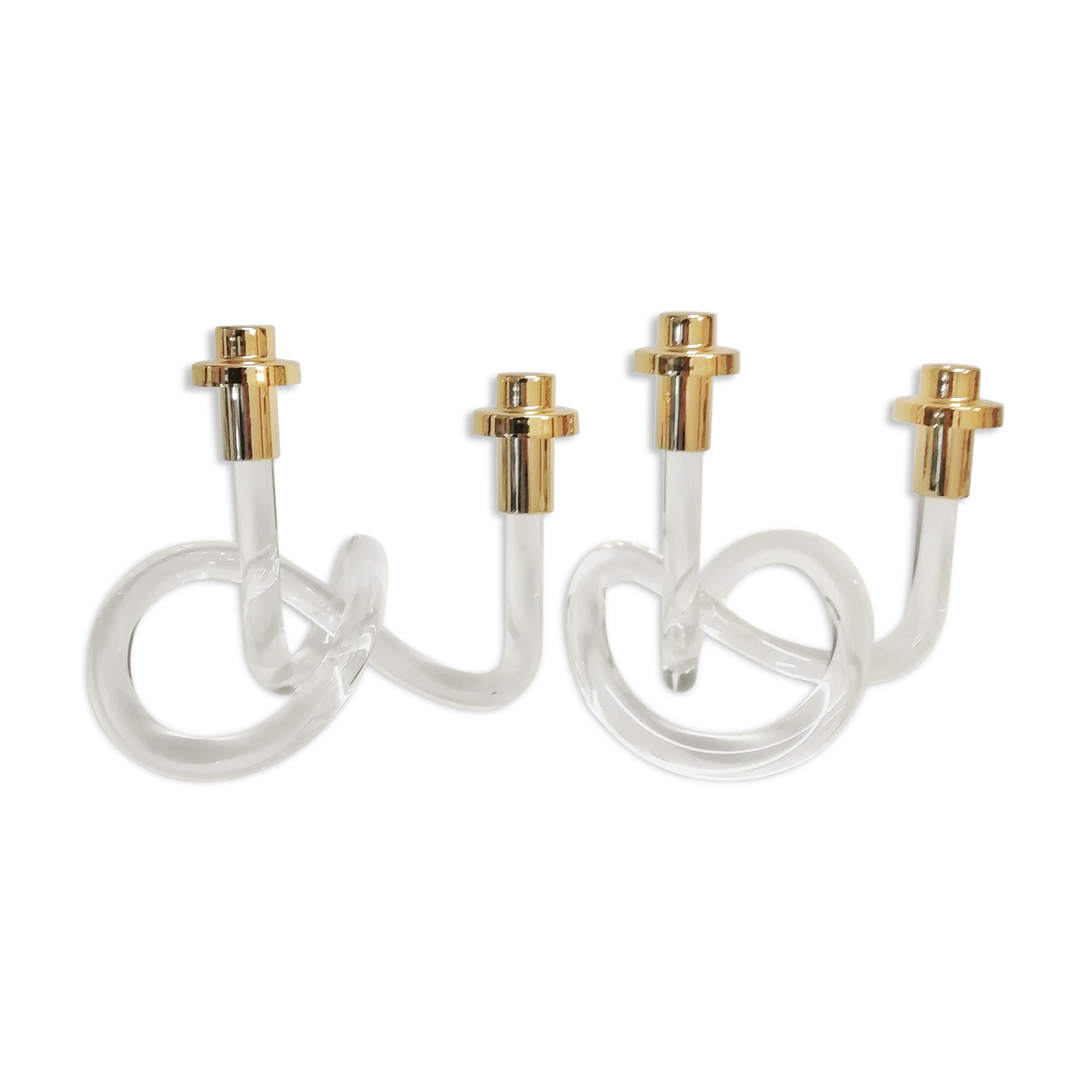 Pair of Dorothy Thorpe's pretzel chandeliers