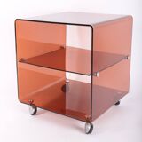 Side table or bedside table in smoked plexiglass by Michel Dumas, 1970s