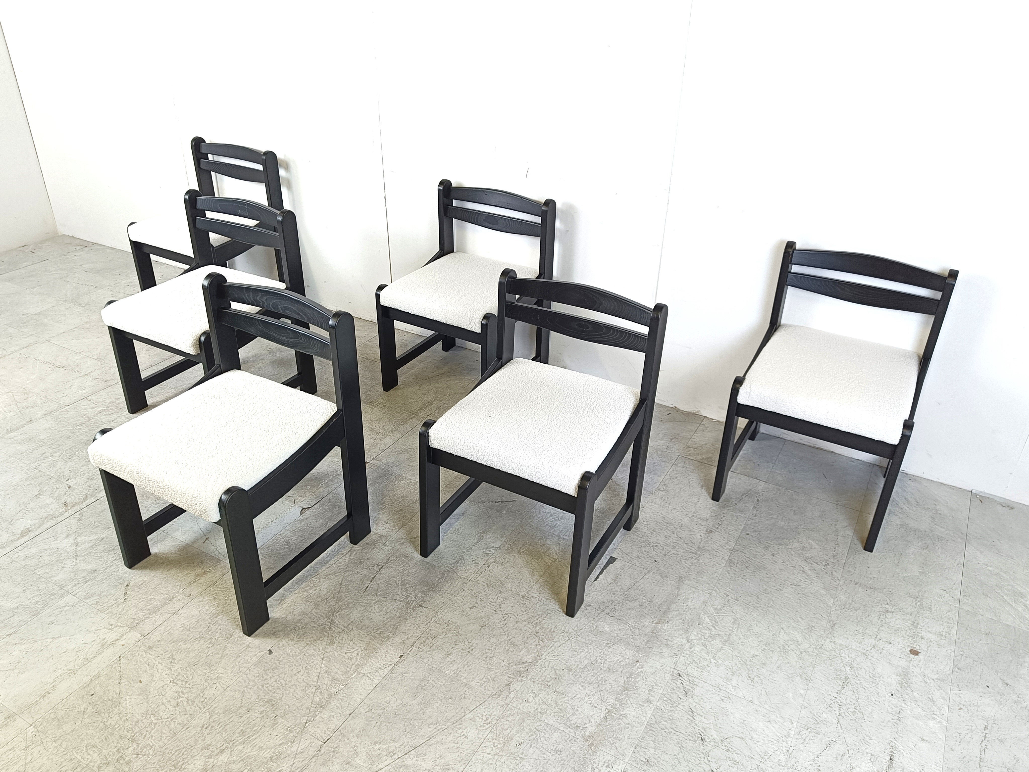 Vintage brutalist dining chairs, set of 6 - 1970s