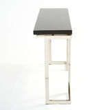 Black lacquered console and chrome Guy Lefevre for Maison Jansen 1970