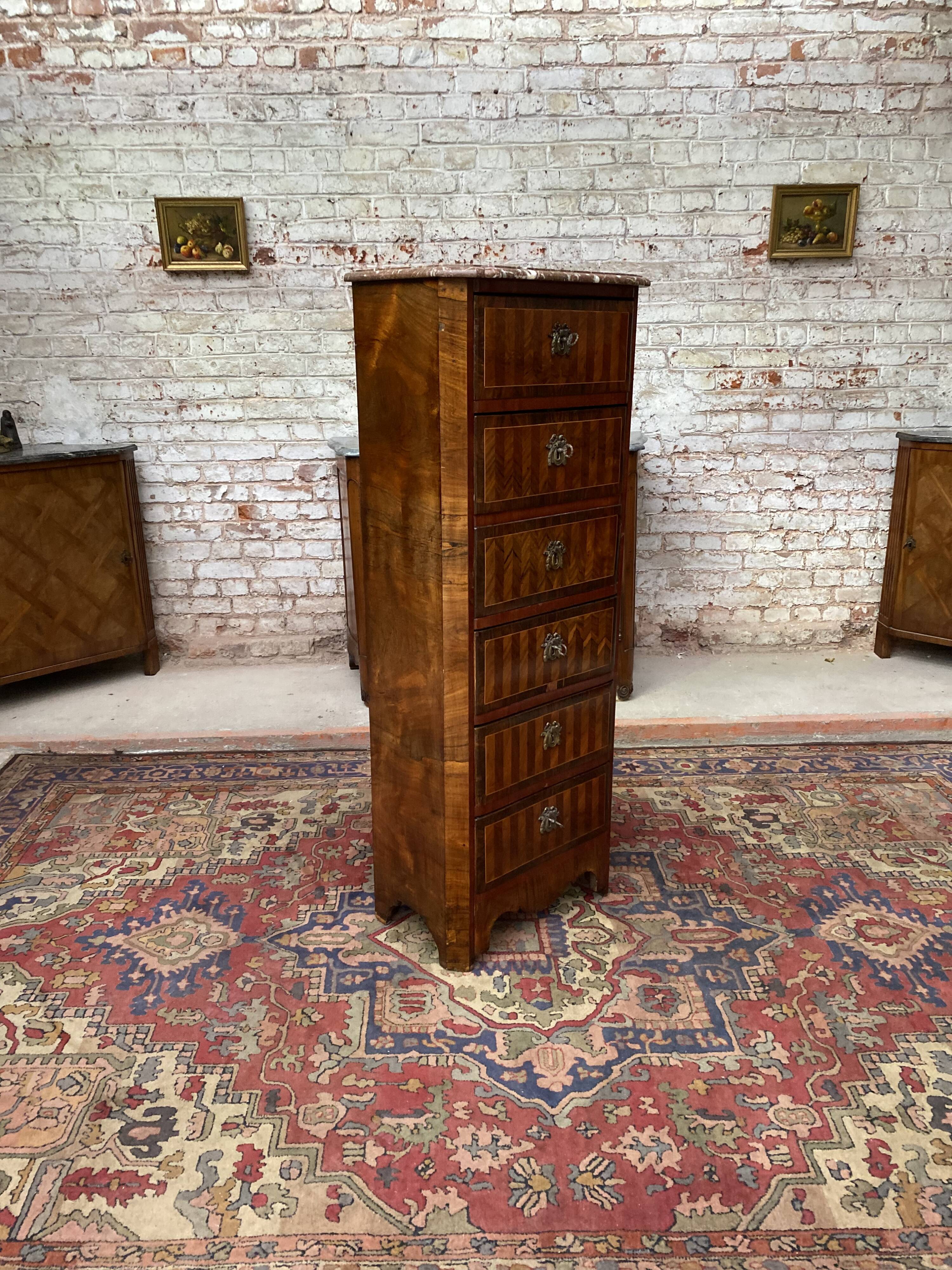 Lady's secretary in marquetry stamped