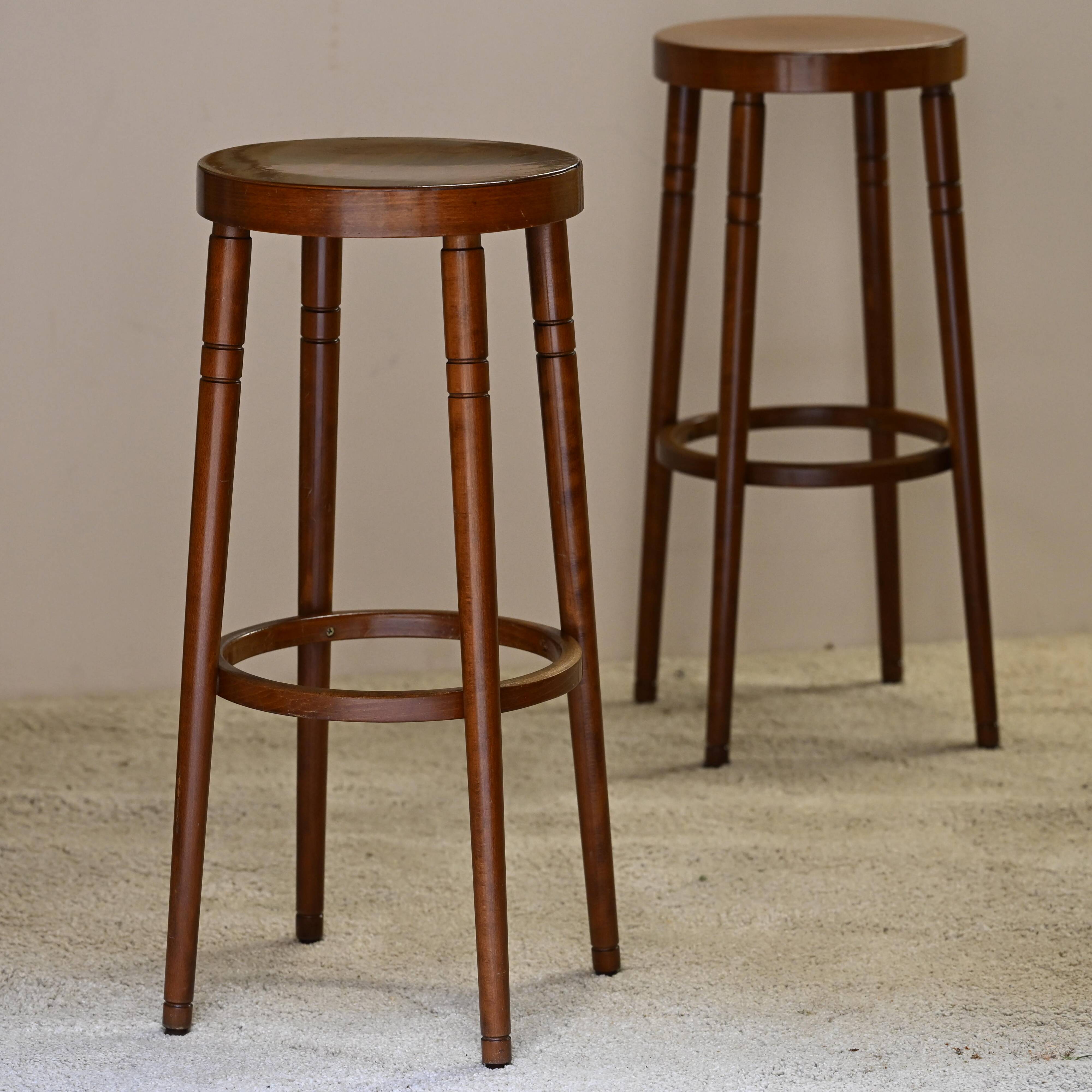 Five 1980s bar stools