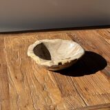 Round beige petrified wood bowl D21- 3780