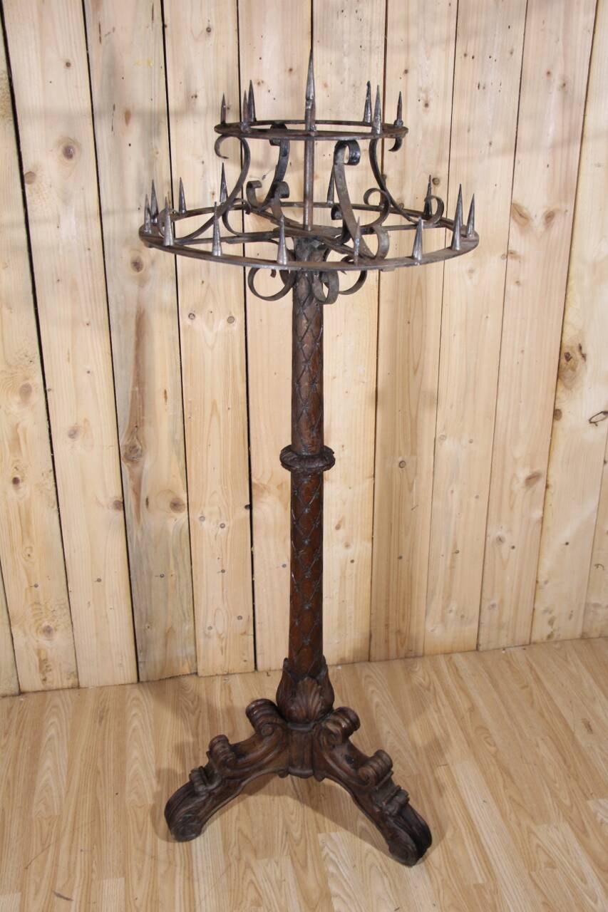 wooden candle holder 19th century