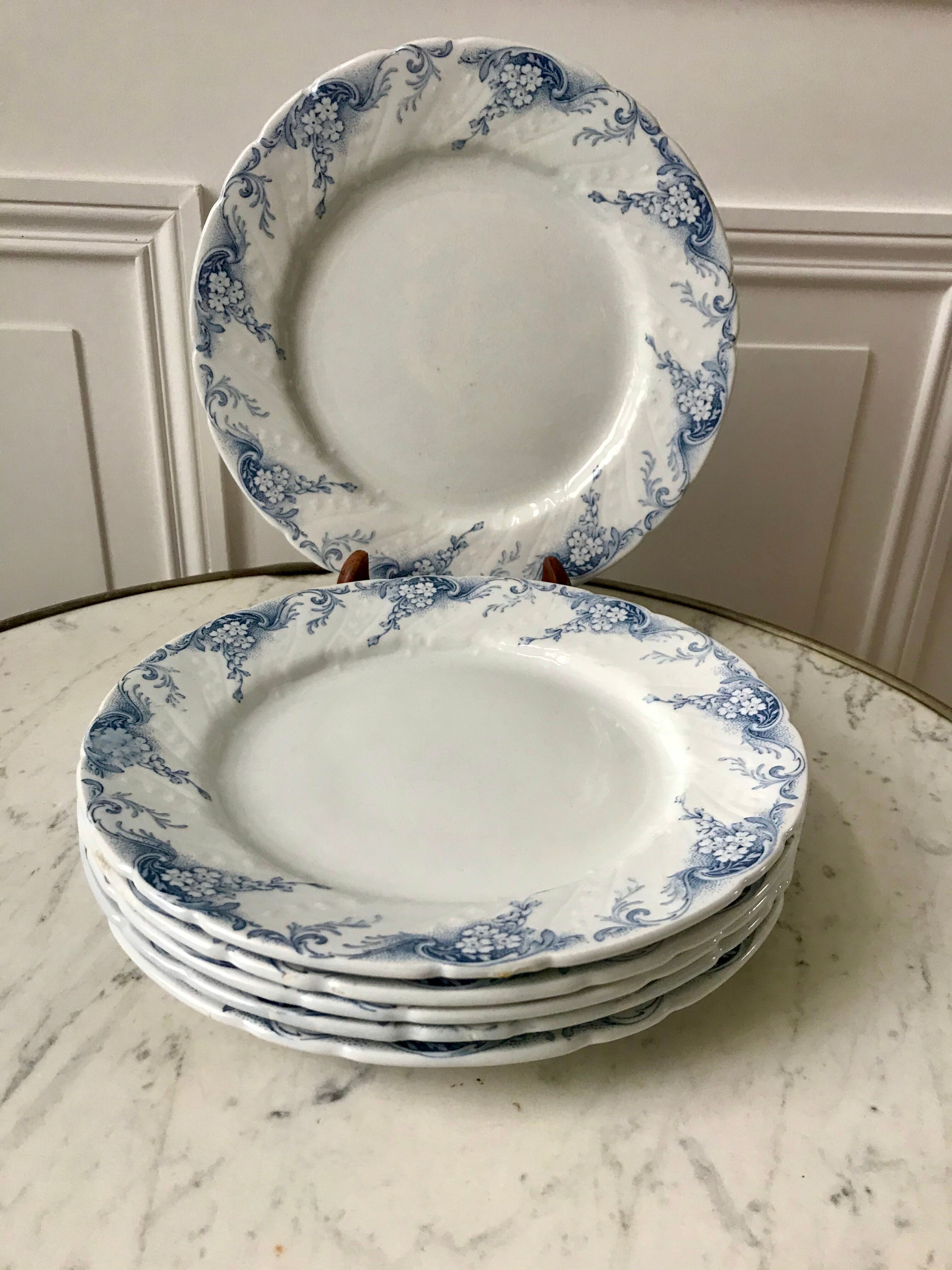 set of 6 dessert plates in K&G Lunéville Ironstone, "Angèle" model, late 19th century