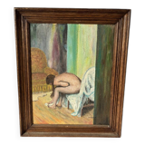 Tableau "Nu influence Degas" 1960 France signé Jacques Galey