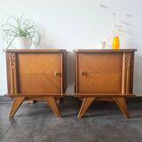 Pair of retro bedside tables with beveled legs