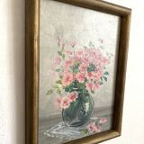 Framed flower bouquet painting
